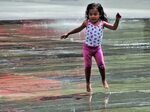 Download free photo of Fun, child, wet, jump, unconcern - fr